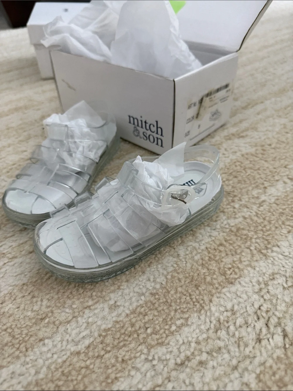 Kids White Jelly Sandals -  Mitch and son